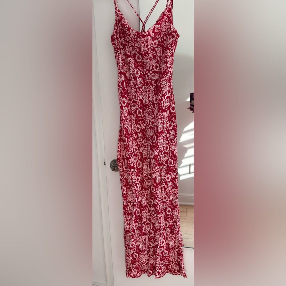 Zara Red and White Floral Maxi Dress